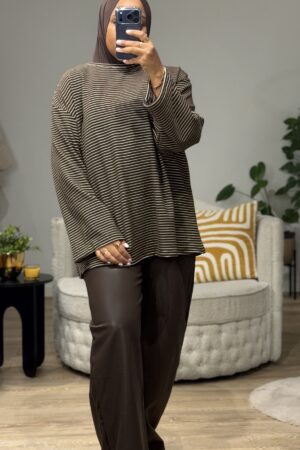 Zacht Gestreepte Trui - Bruin/Beige