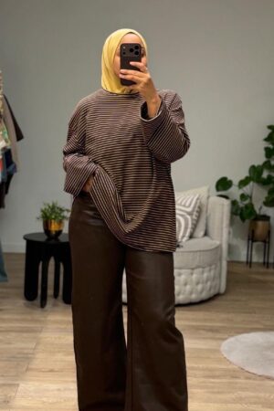 Zacht Gestreepte Trui - Bruin/Beige